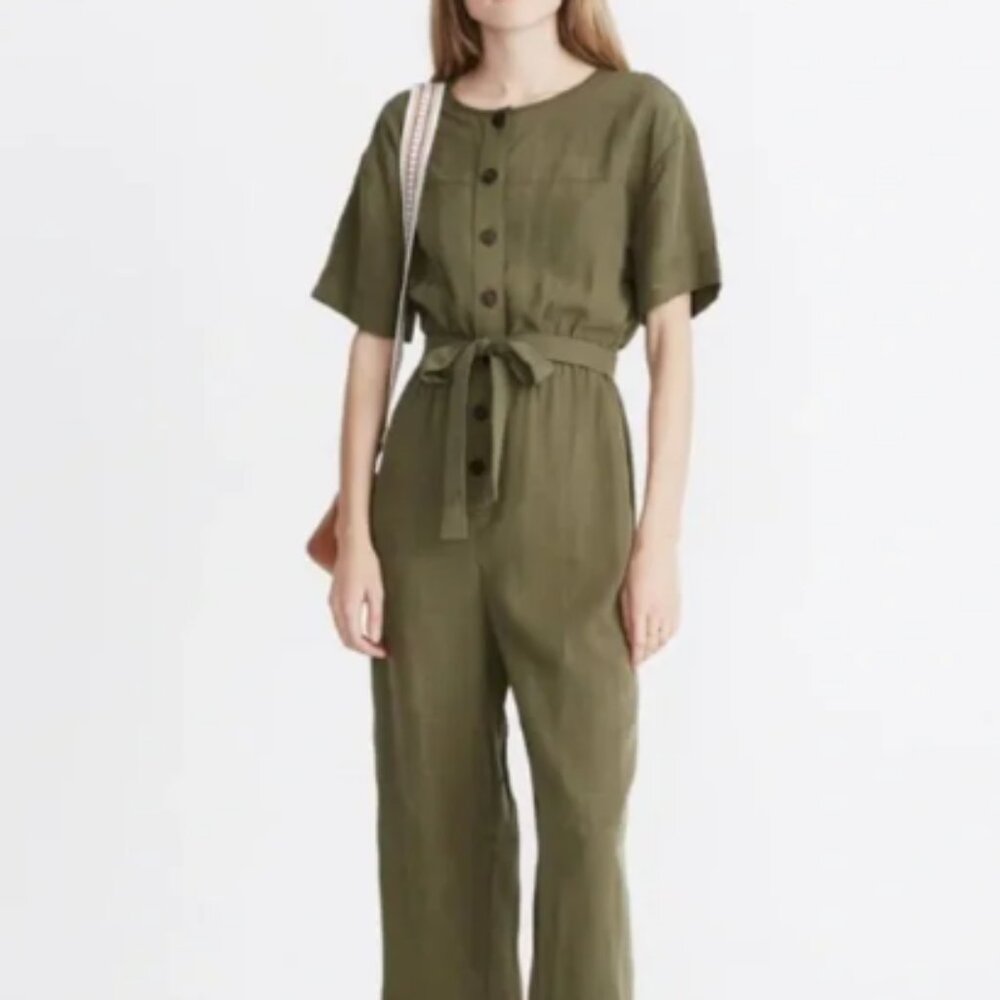 Madewell Women's Green Short Sleeve Jumpsuit Style Ak718 Size Medium